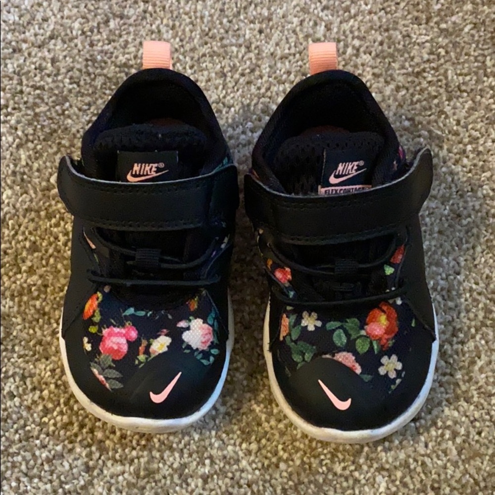 Black floral toddler Nikes